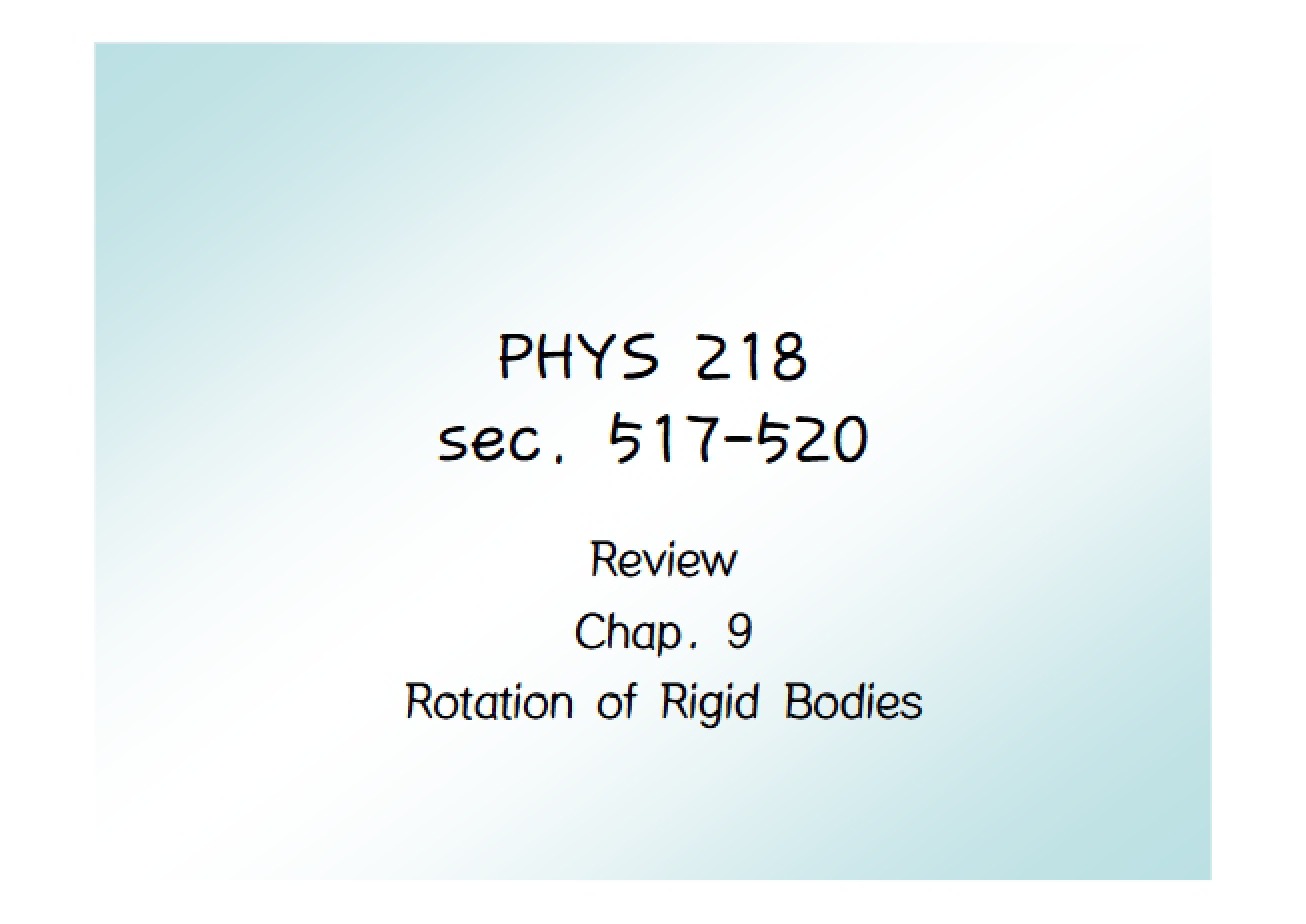 Review 9 - Mechanics