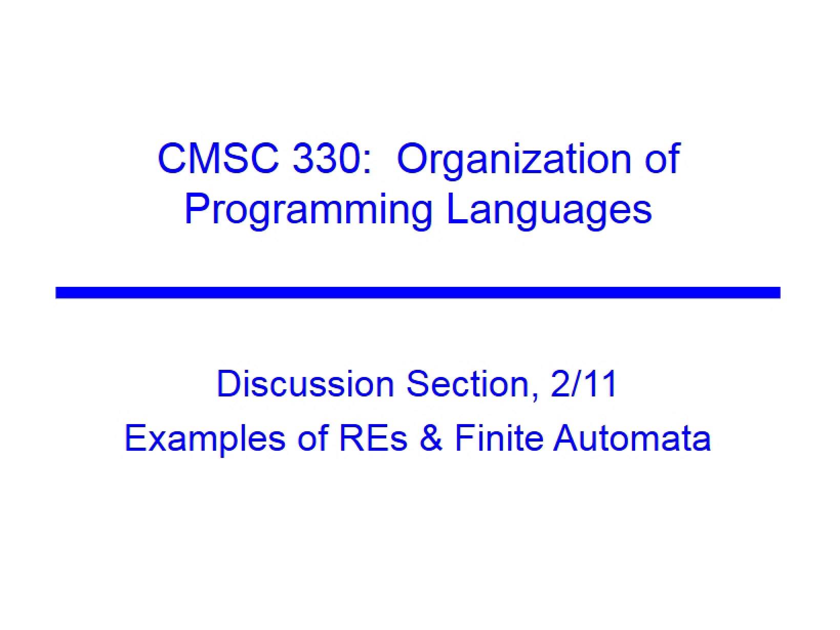 Finite Automata and RE Examples