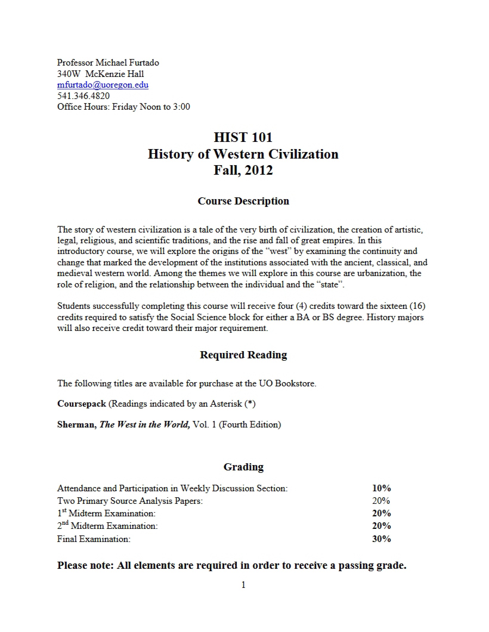 Western Civ Syllabus