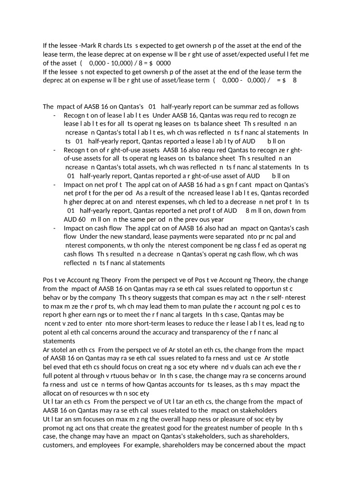 Impact of AASB 16 on Qantas