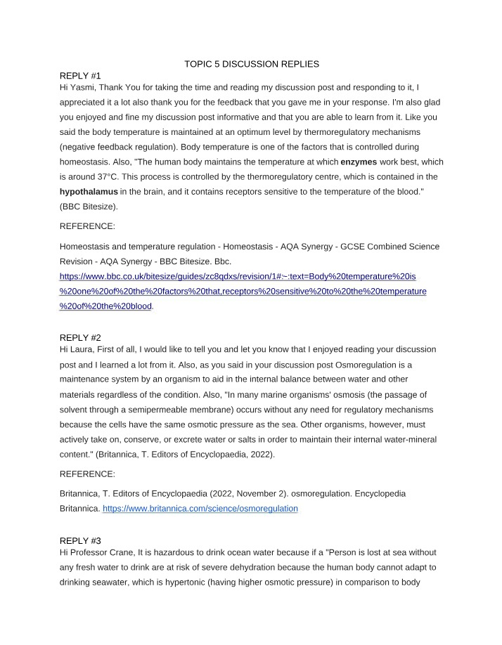 Osmoregulation and Temperature Regulation