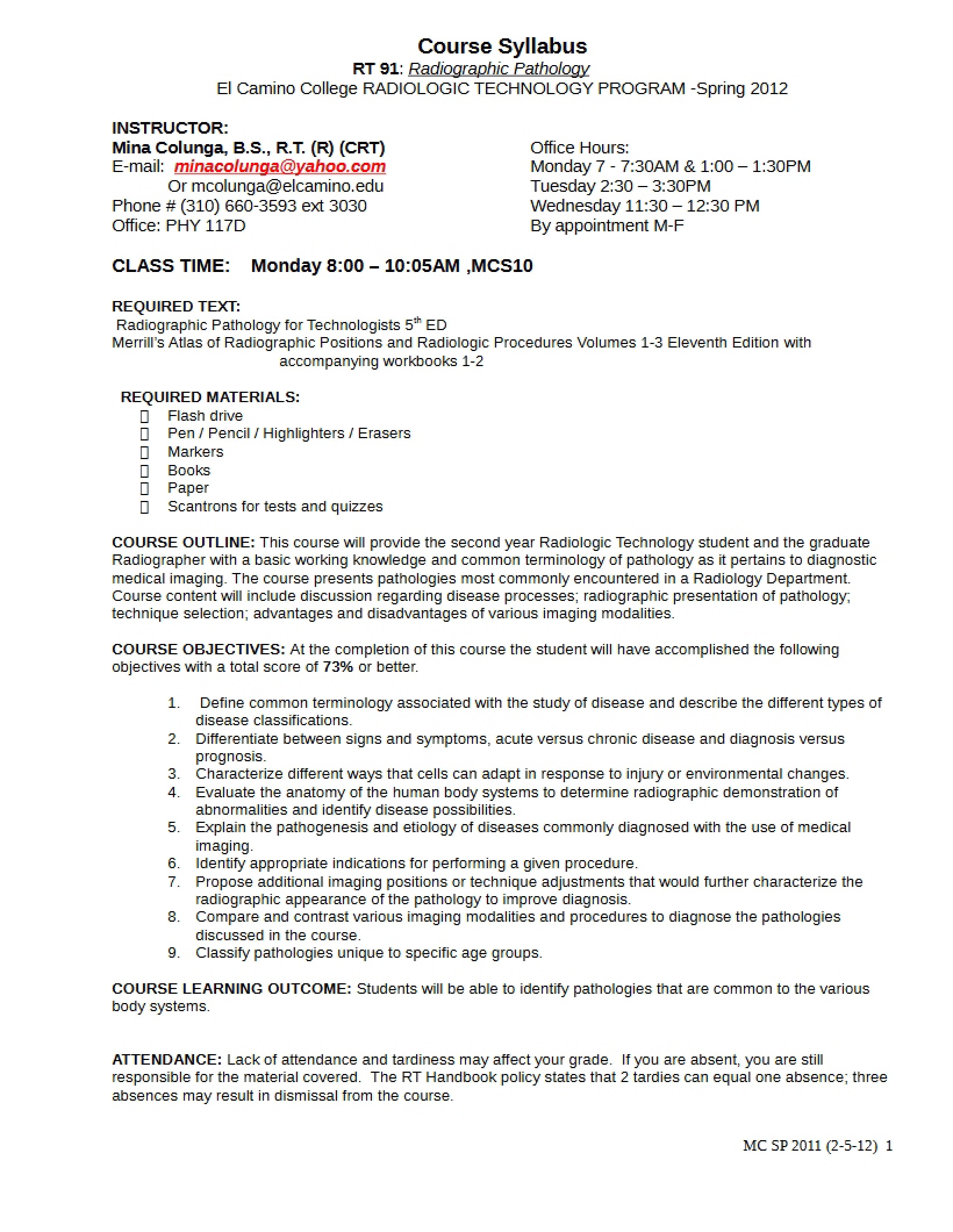 Radiographic Pathology Syllabus