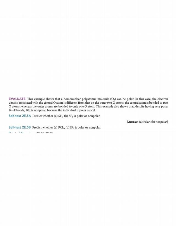 Examples of Polar and Nonpolar Molecules