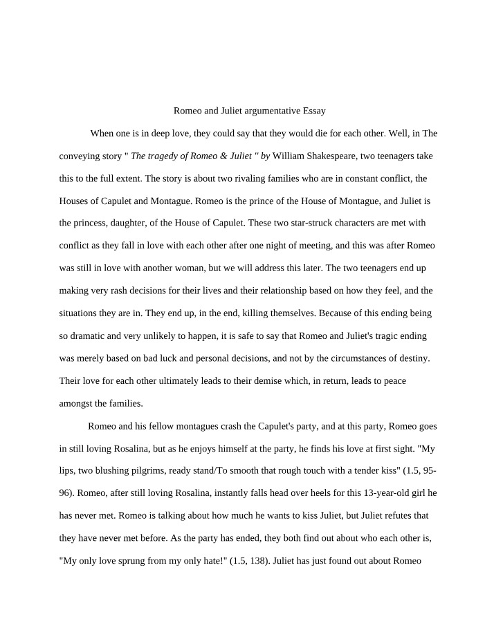 Love, Conflict, and the Tragic Ending of Romeo and Juliet