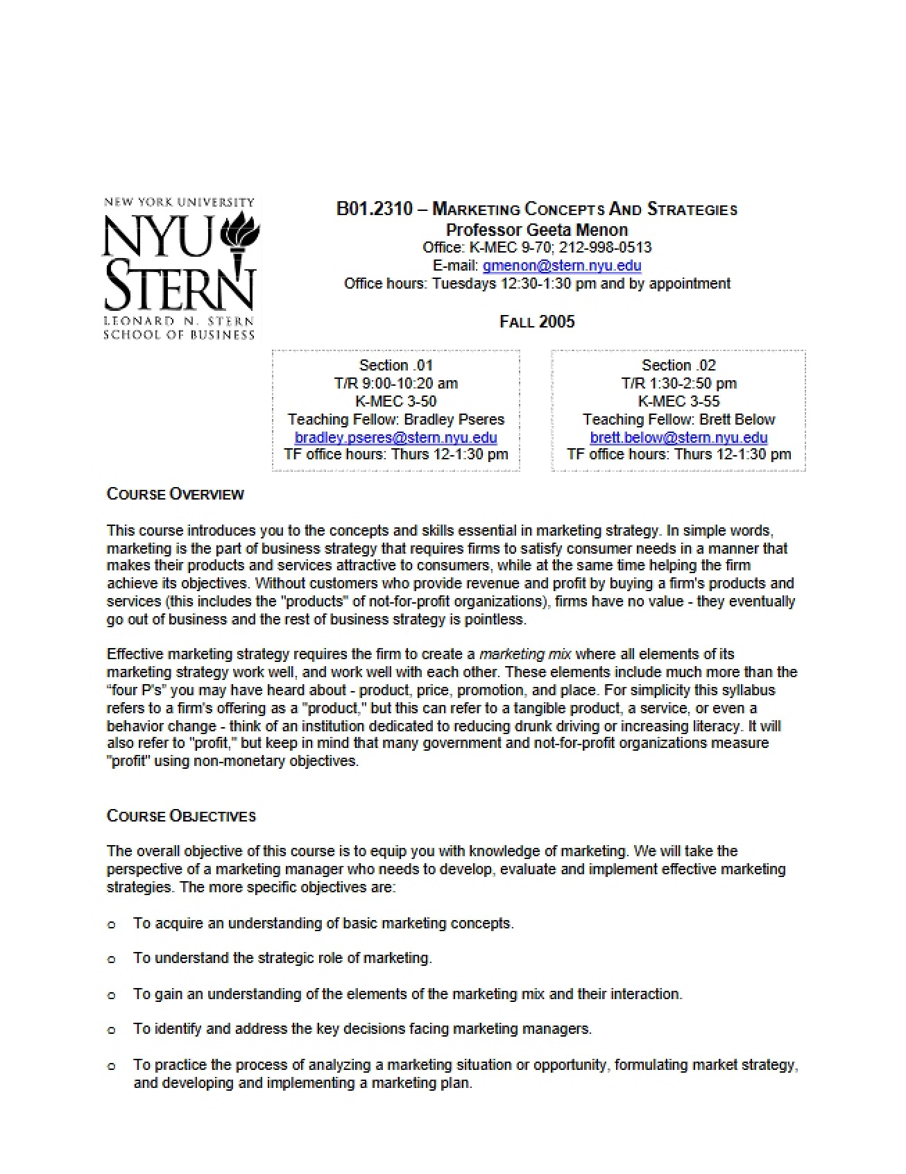 Marketing Syllabus