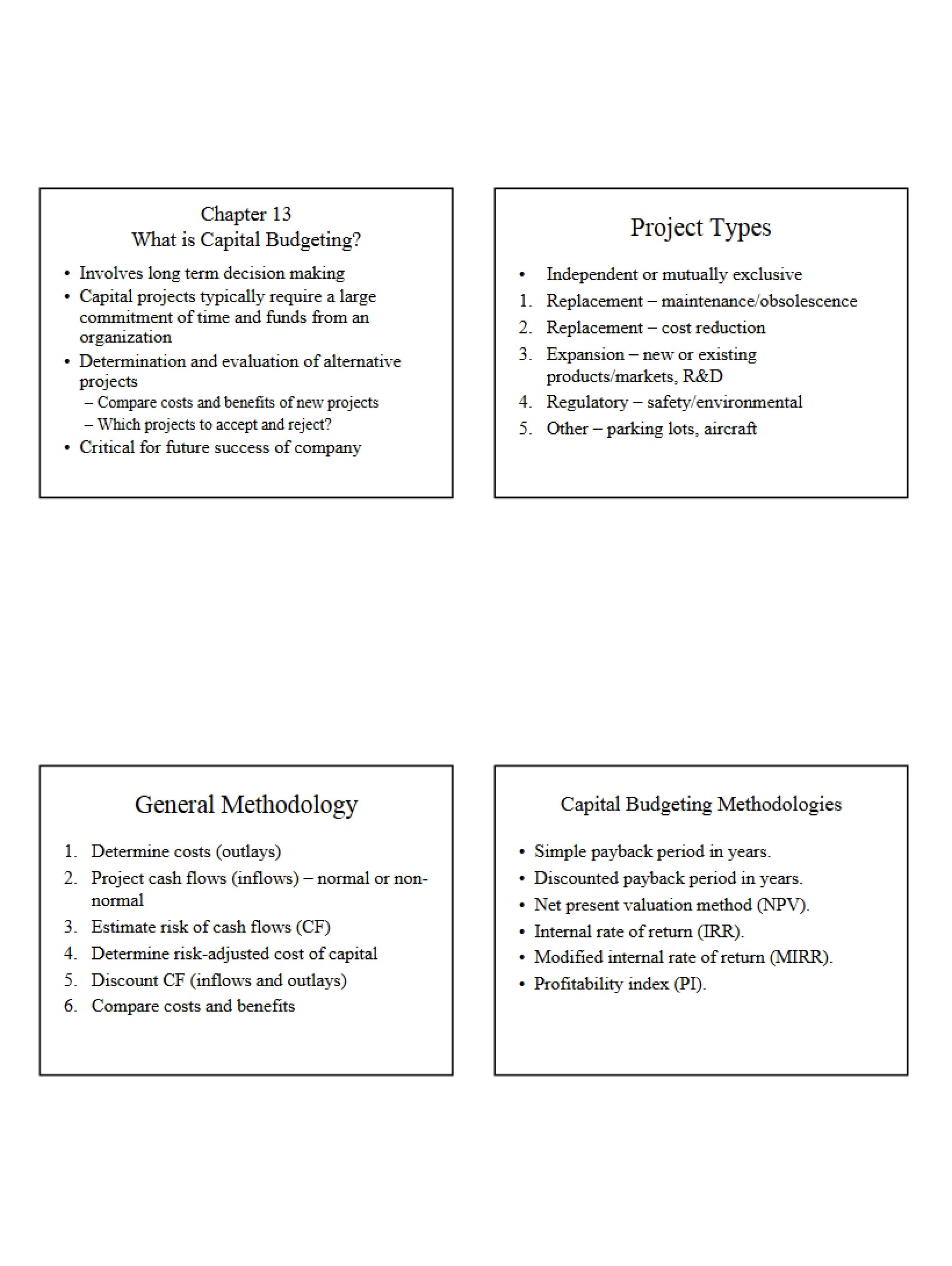 Capital Budgeting Concepts