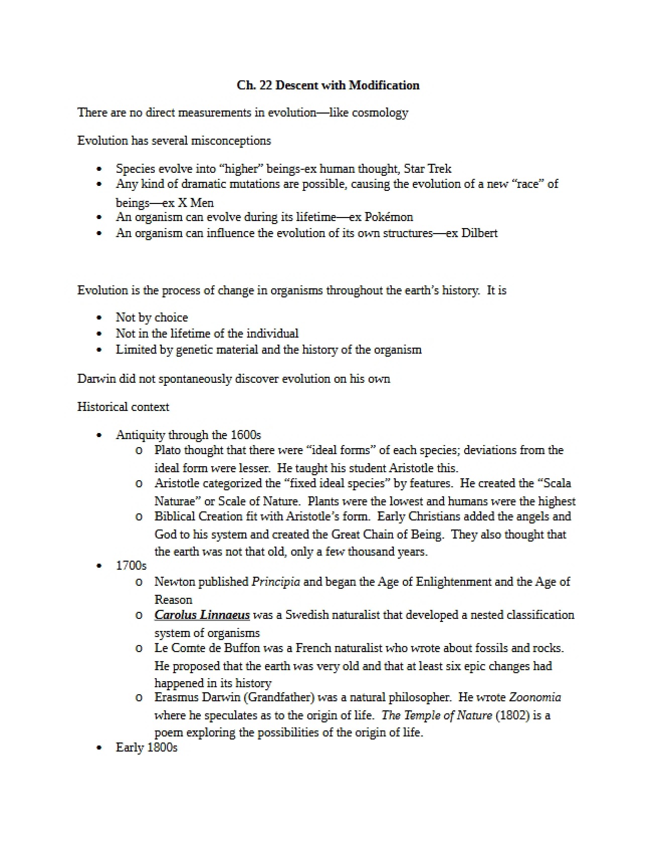 Compilation of Notes for Introductory Biology II