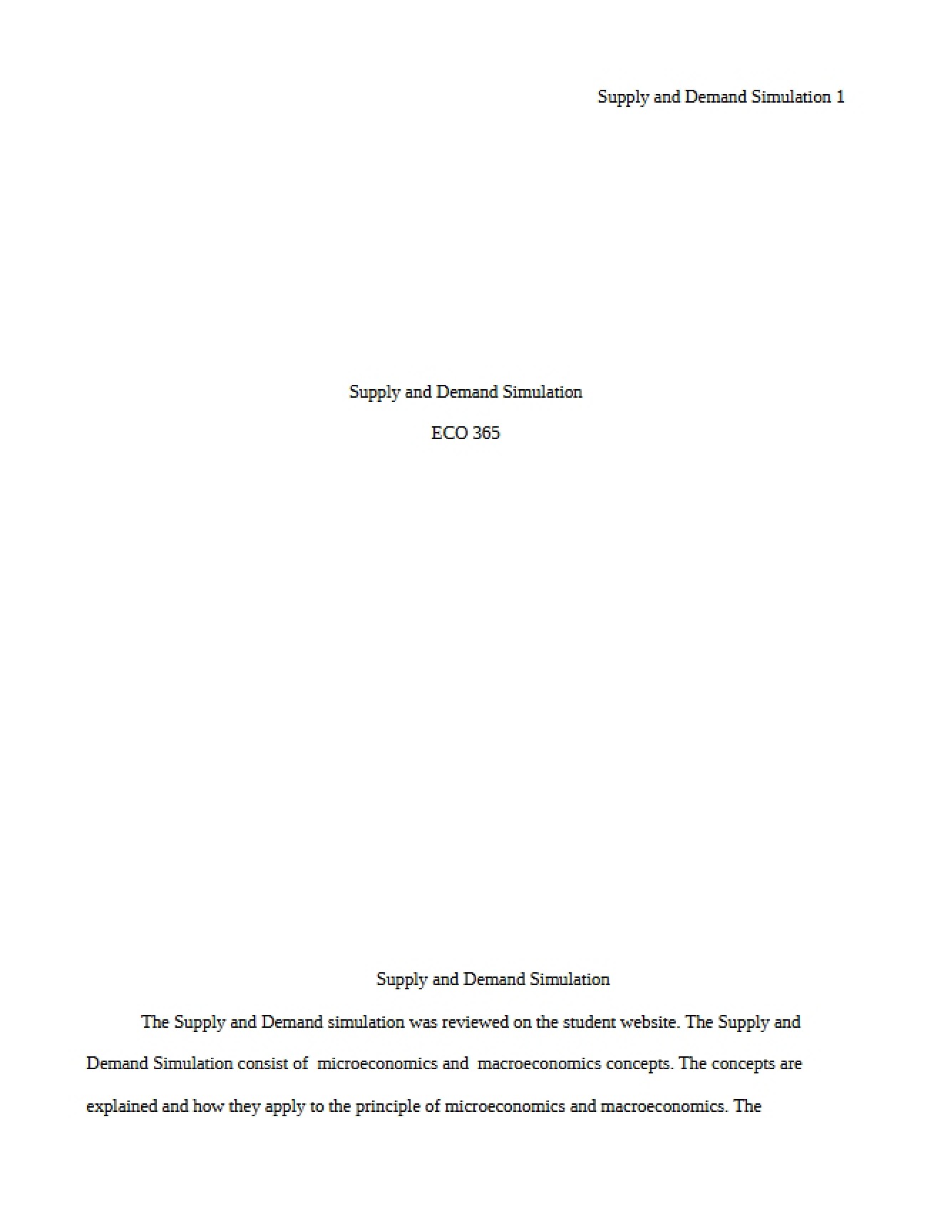 Simulator for Demand and Supply
