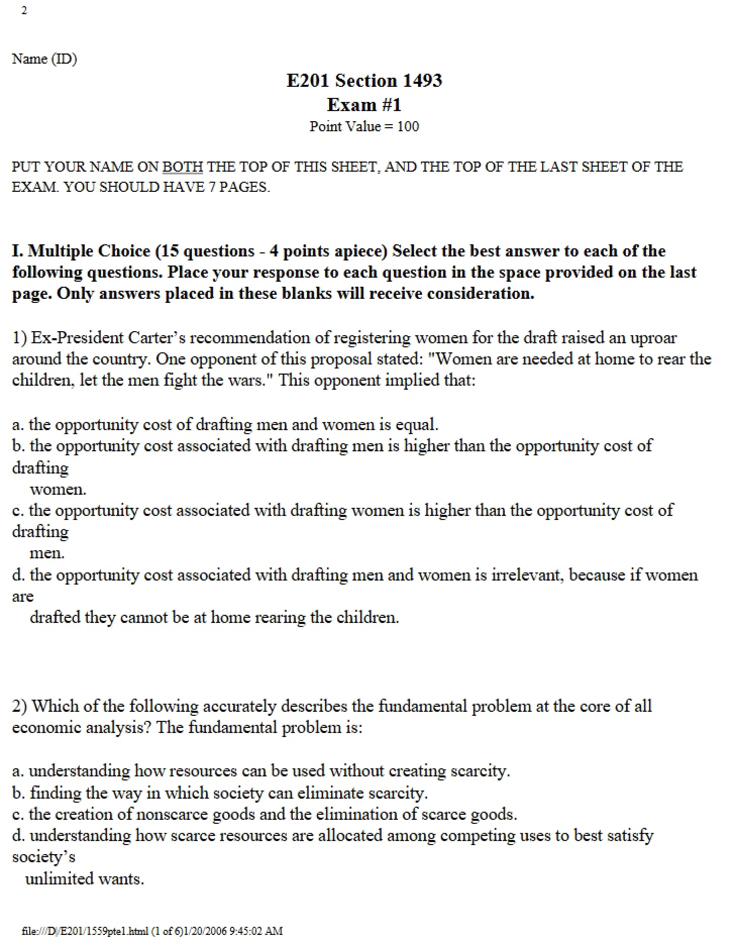 First Examination