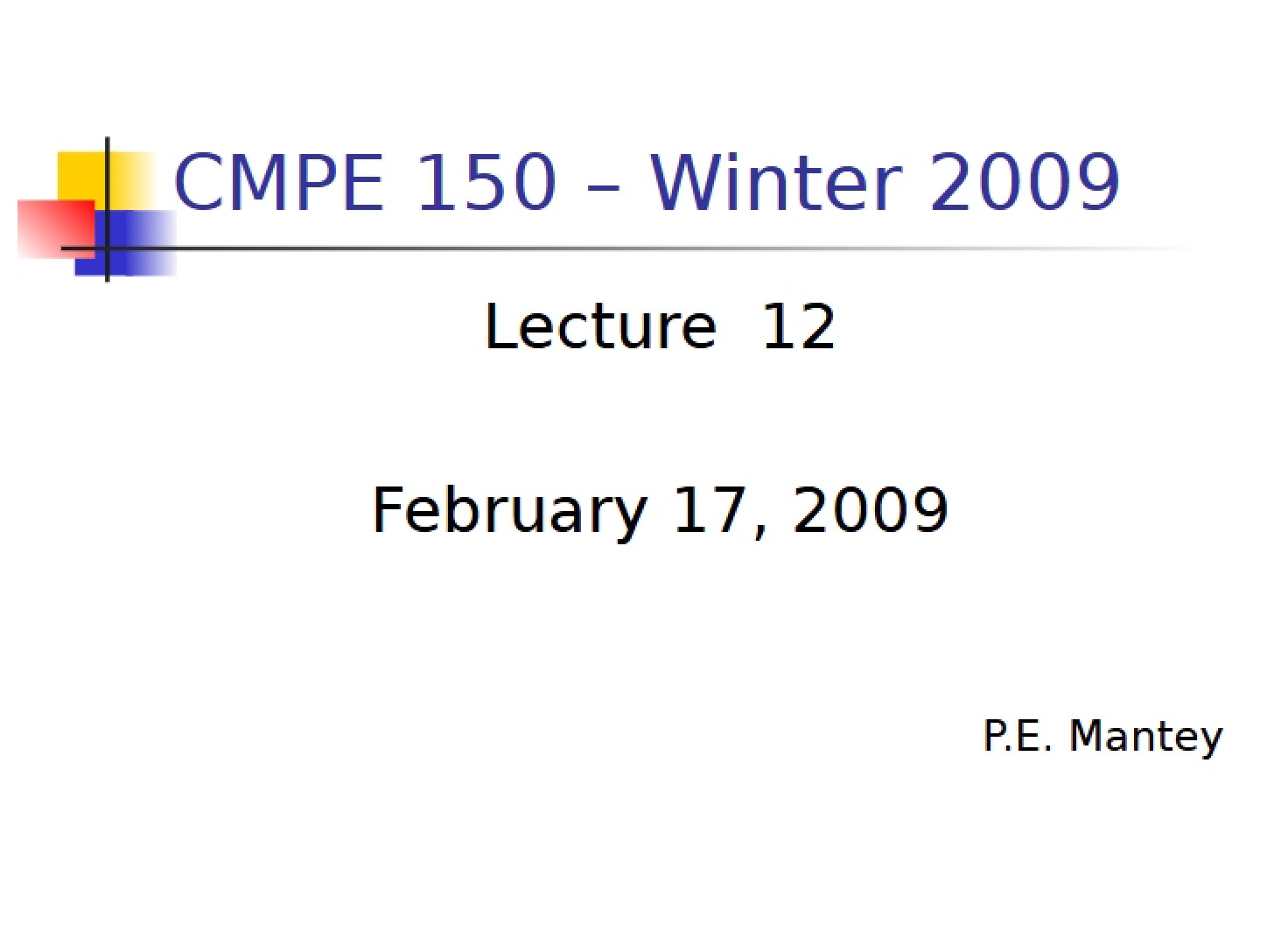 Notes Lecture 12