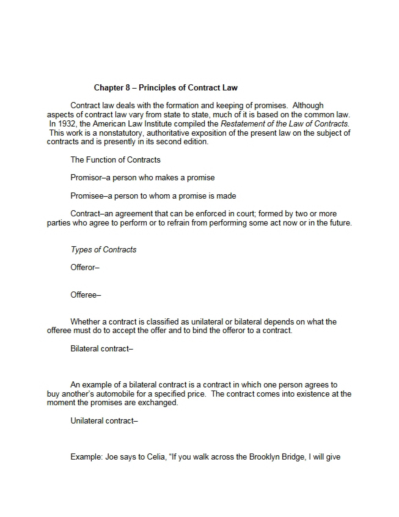 Contract Law Principles - Ch 8