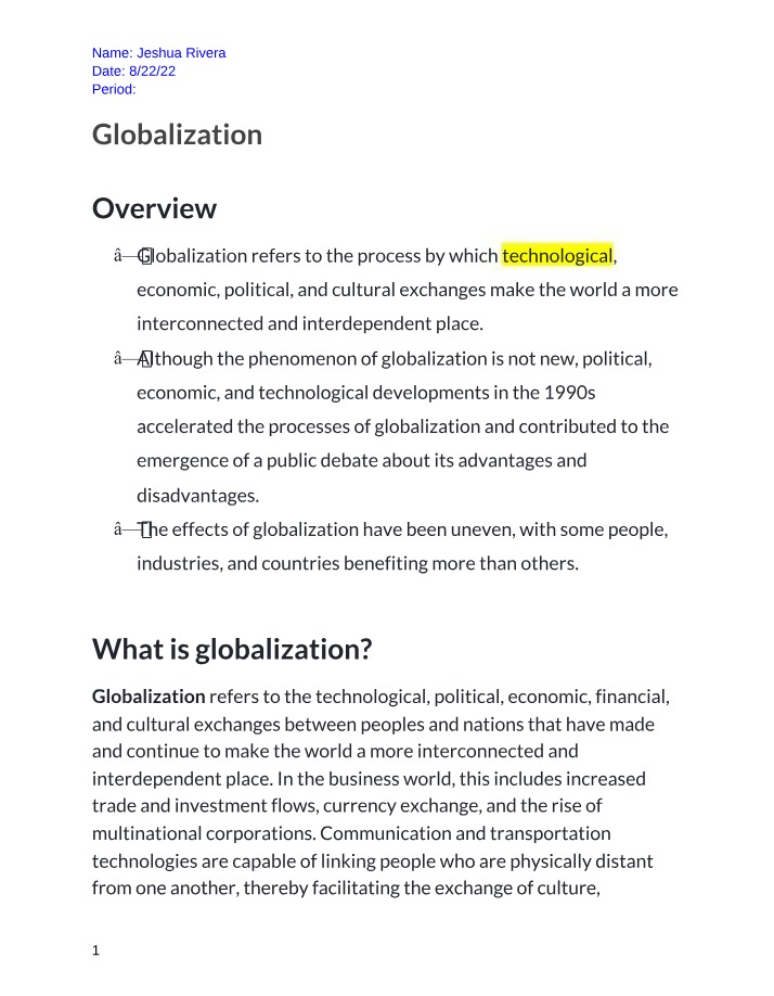 Globalization - Effects and Advantages
