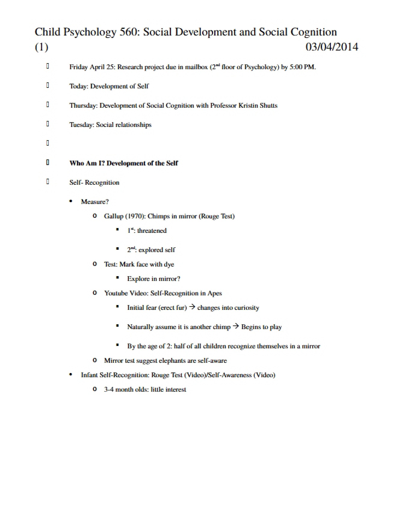 Lecture Slides and Notes for Child Psych