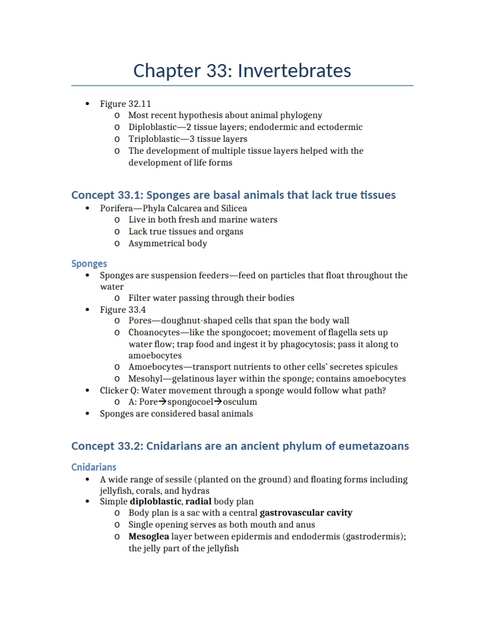 Invertebrates (Chapter 33)