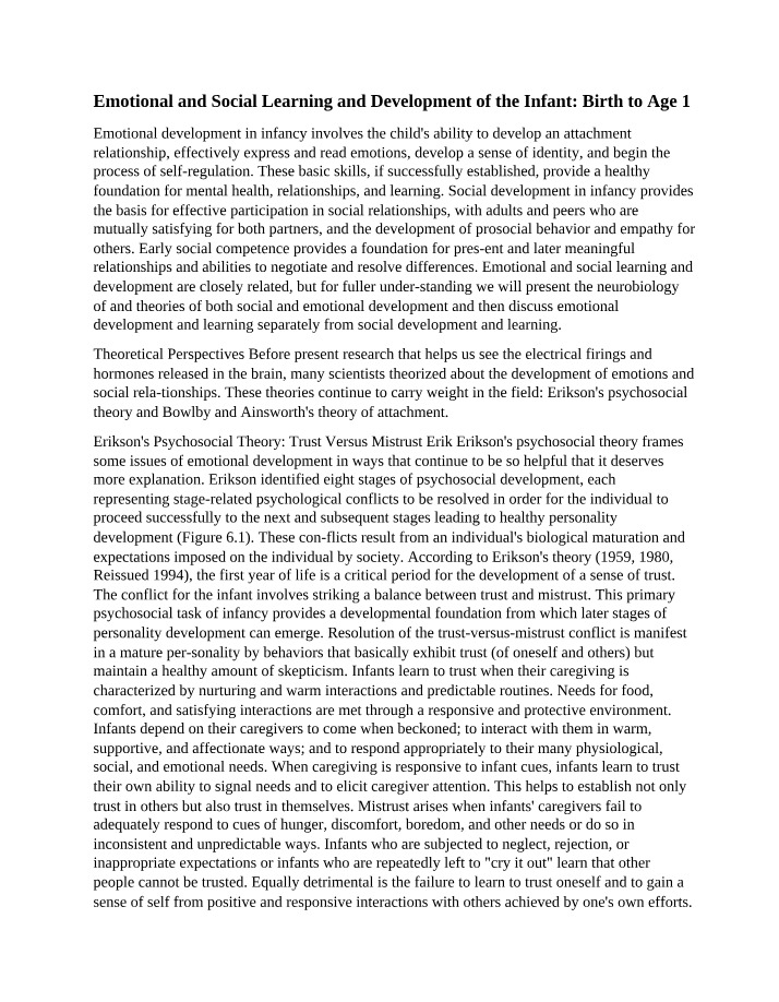Emotional and Social Development in Infancy - Building Trust