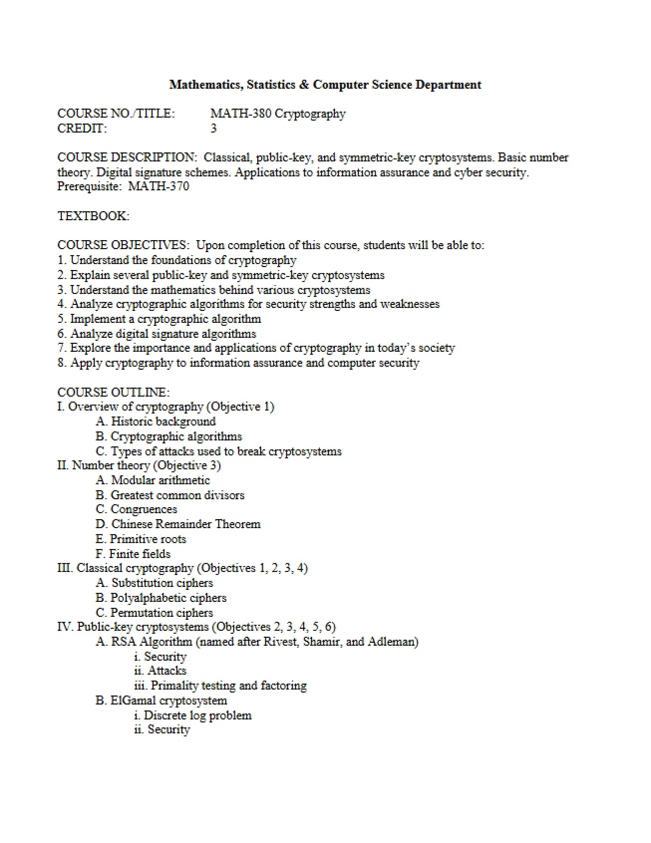 Descriptions of Courses