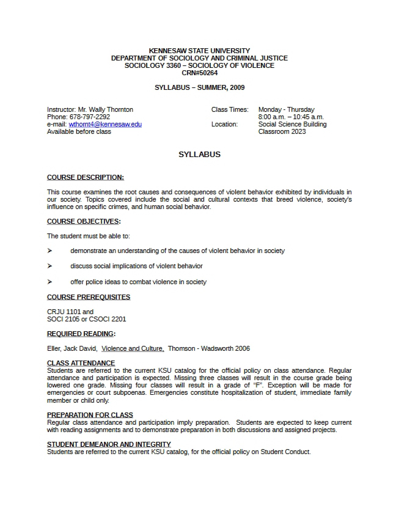 Sociology of Occupations Course Syllabus