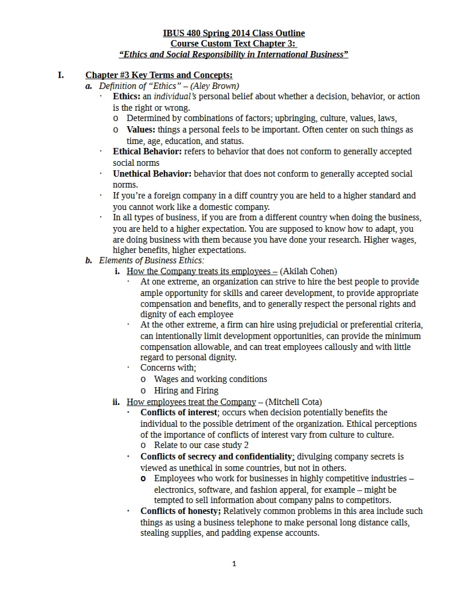 Outline of Chapter Three
