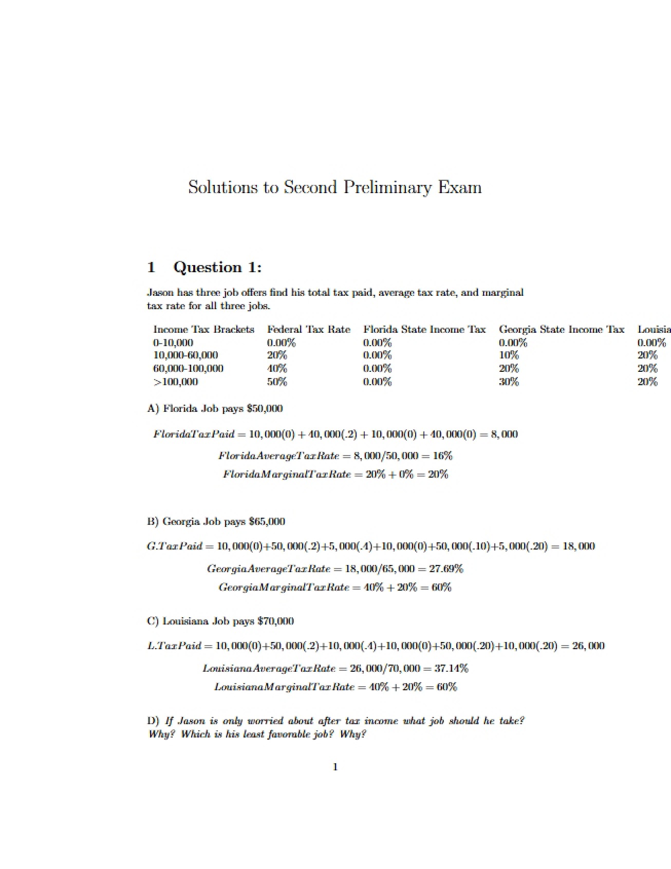 Exam Two Solutions