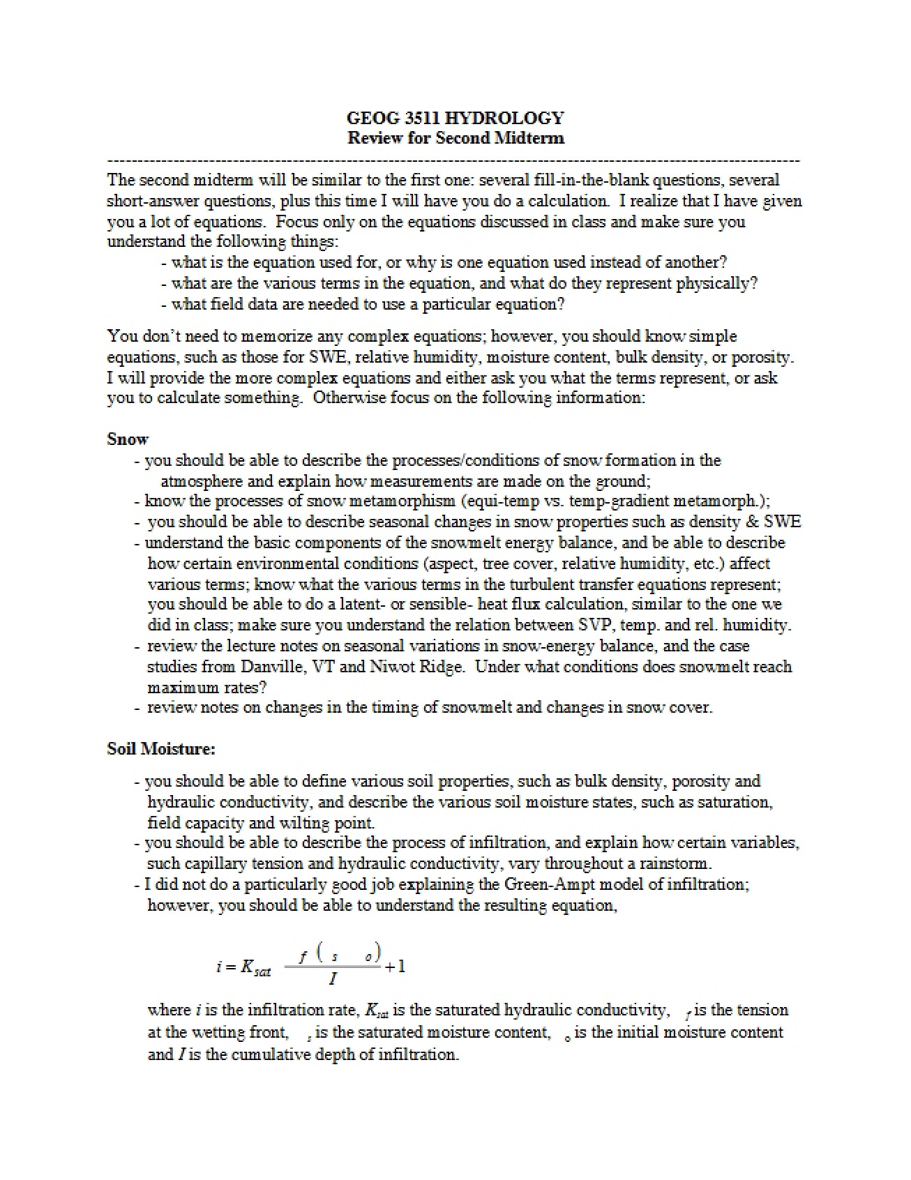 Review Material for the Second Midterm