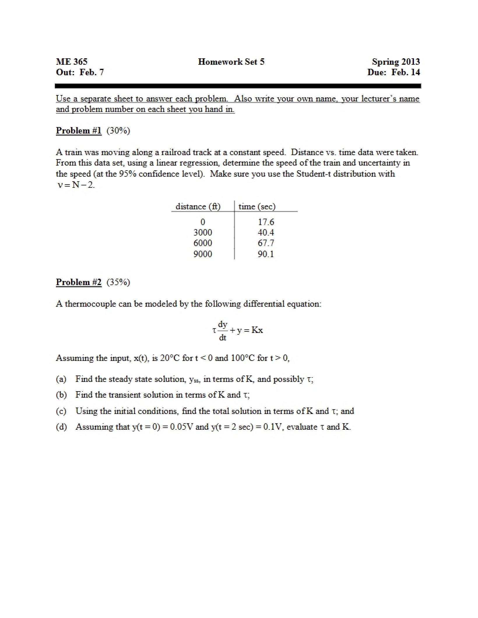Spring 2013 Homework Five