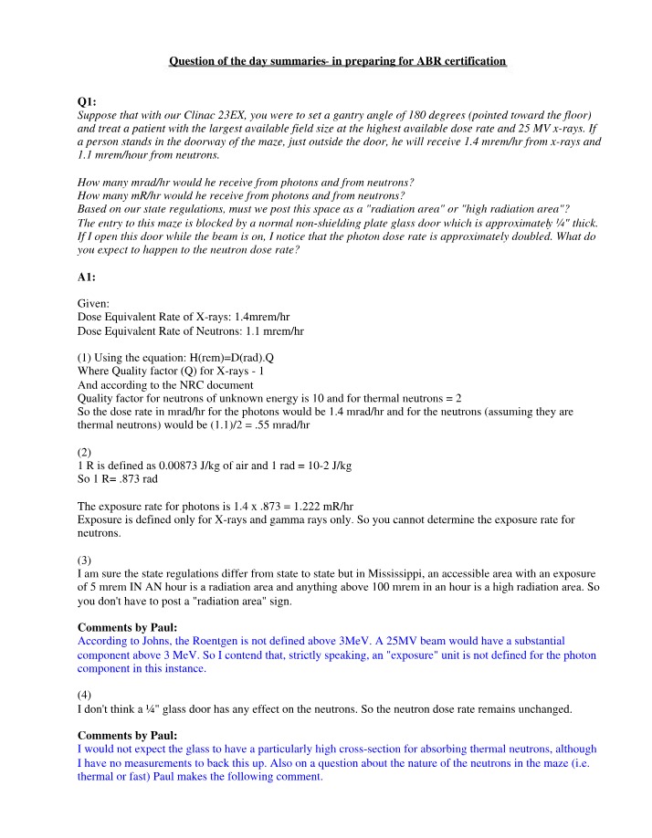Radiation Exposure and Neutron Shielding