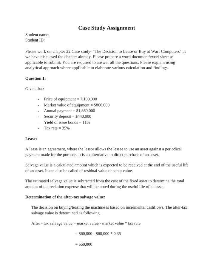 Lease vs. Buy Analysis