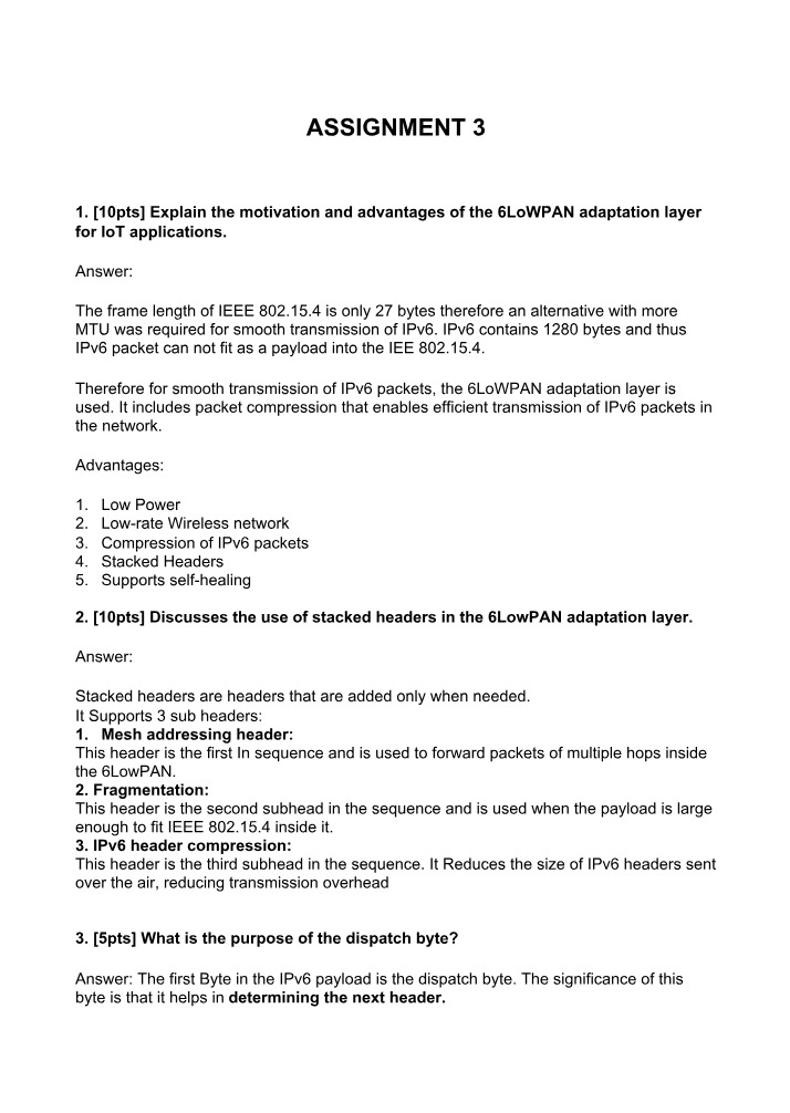Assignment 3 - Solution