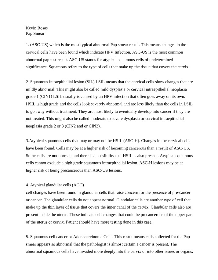 Abnormal Pap Smear Results - ASC-US, LSIL, HSIL