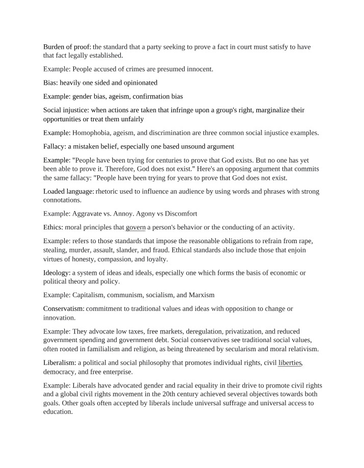 Burden of Proof, Bias, and Social Injustice