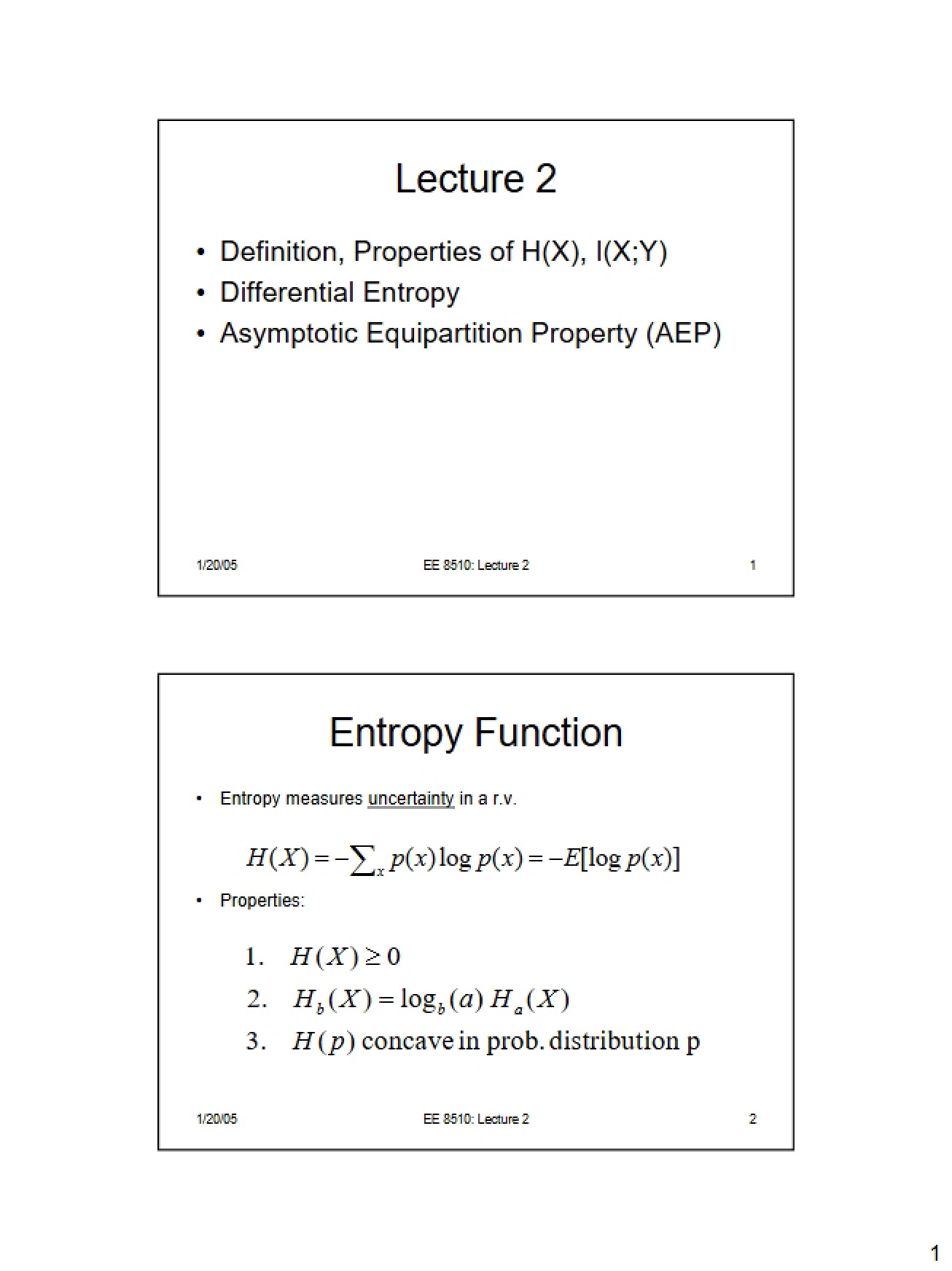Function of Entropy