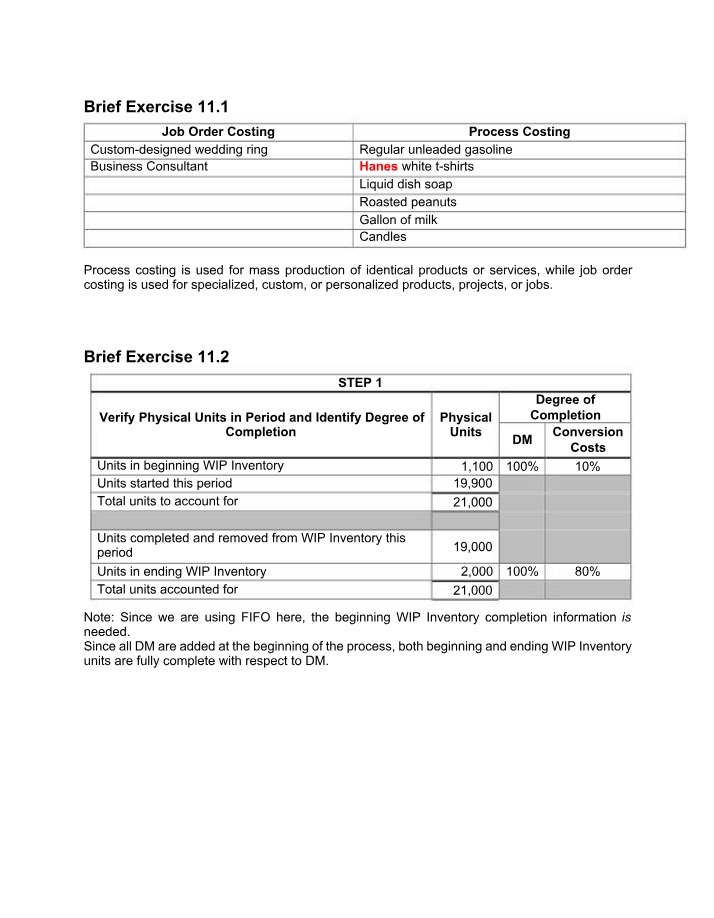 Brief Exercises Solutions - Chapter 11