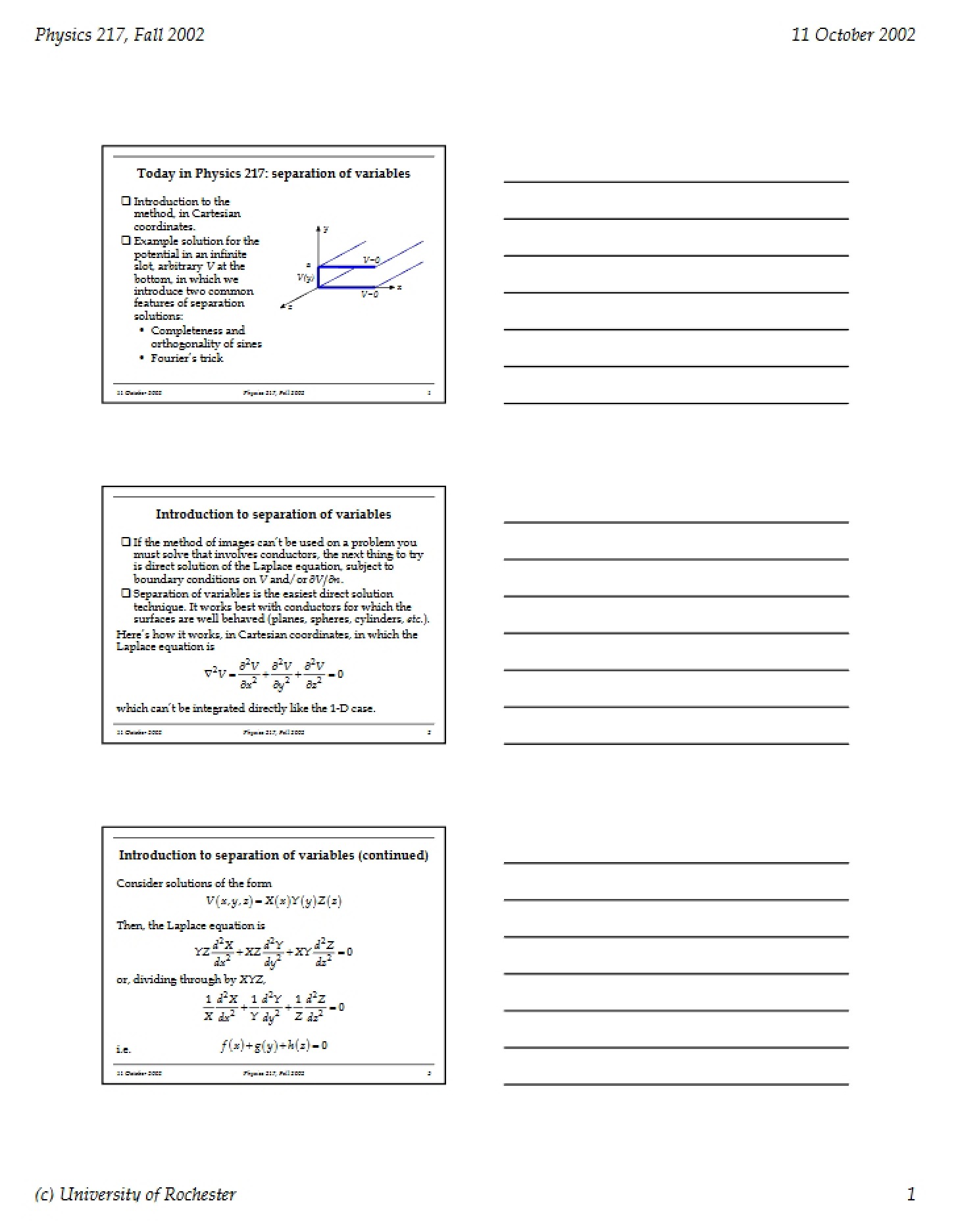 Separation of Variables Notes (Lecture 16)