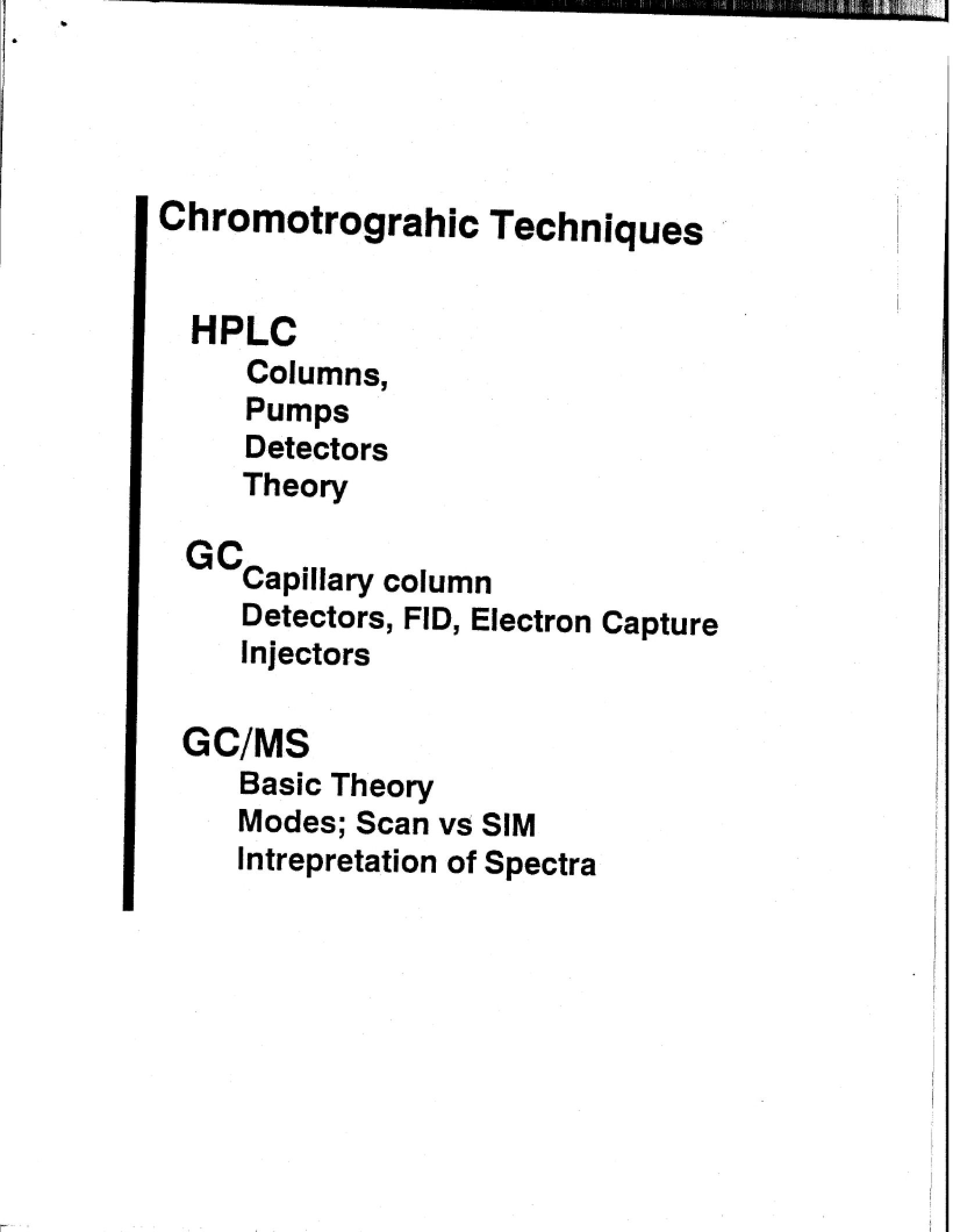 Techniques in Chromatography