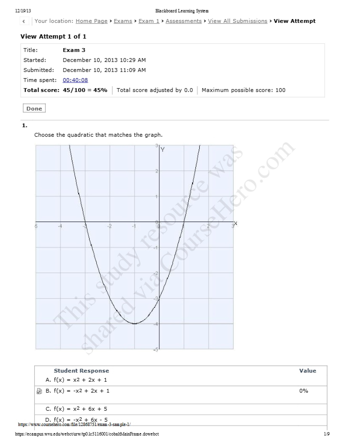 Third Exam Sample One
