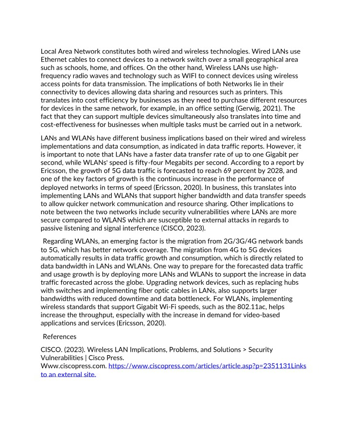 Implications and Benefits of LANs and WLANs