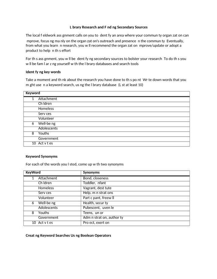 Library Research - Finding Secondary Sources