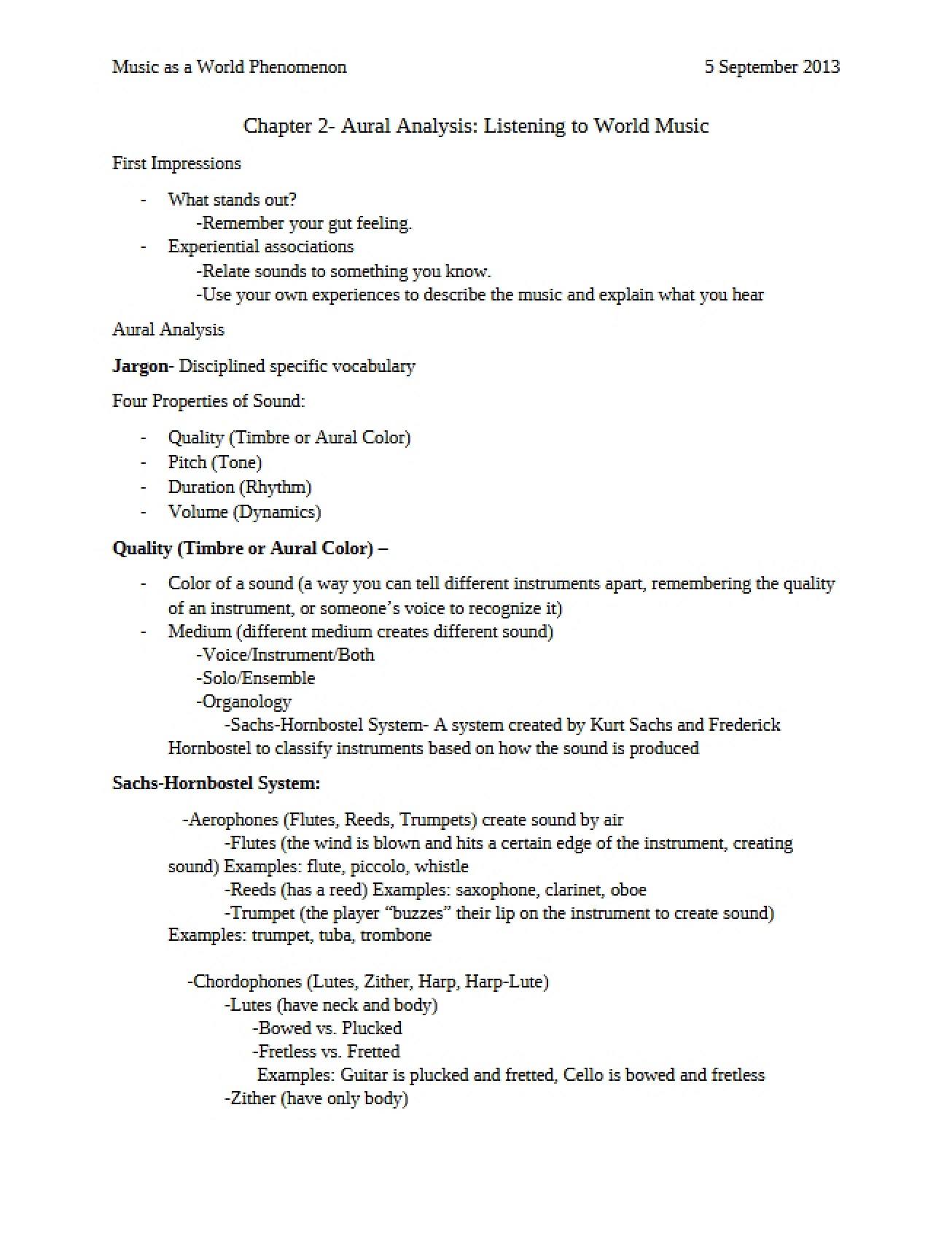 Analysis of Sound (Chapter 2)