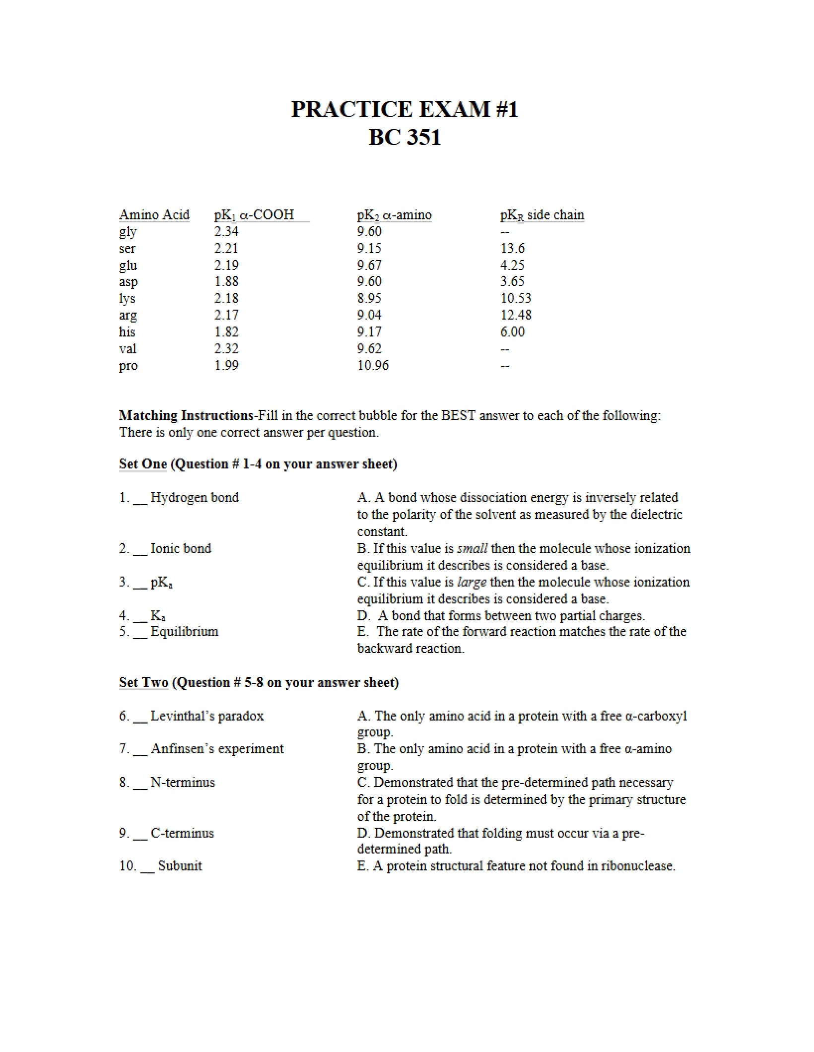 First Practice Exam