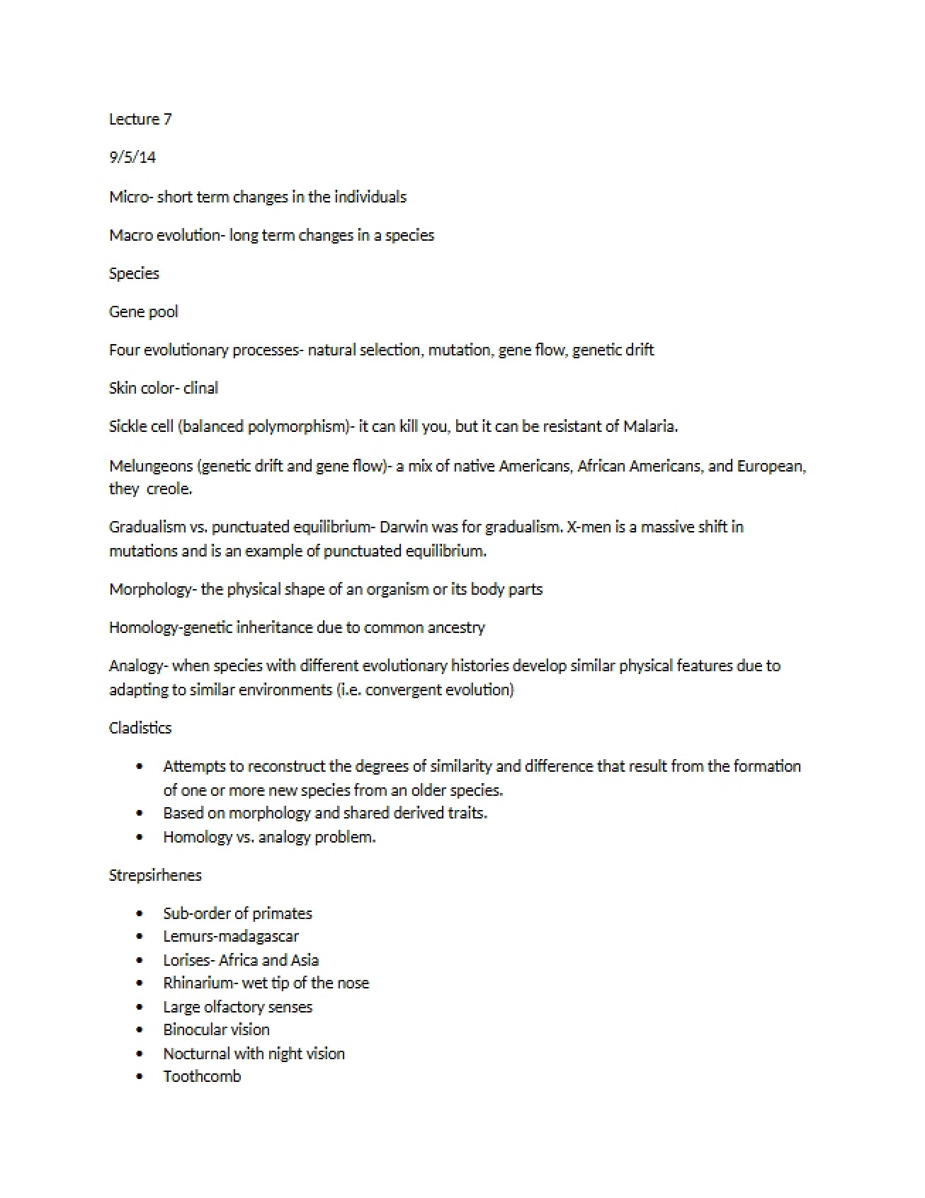 Anthropology Class Notes