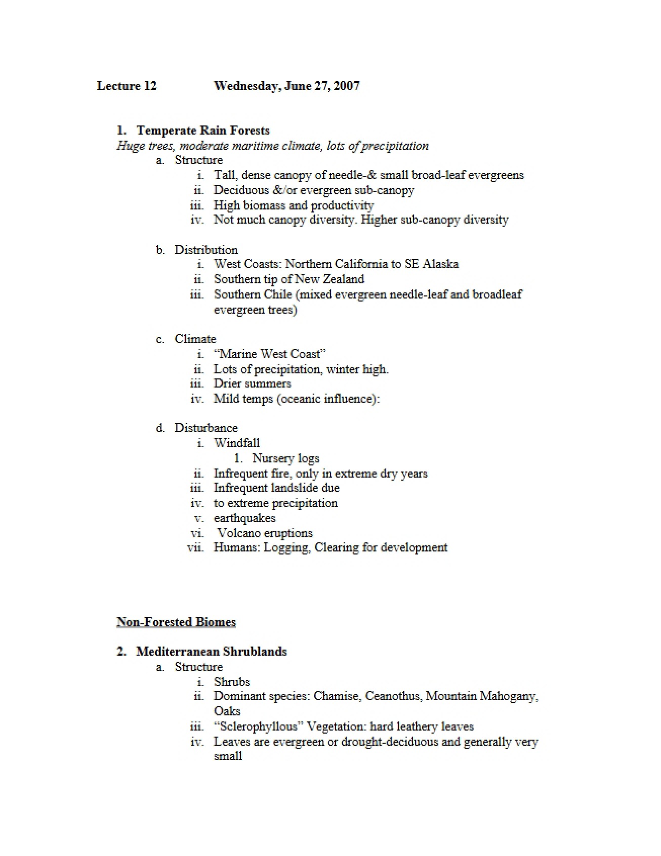 Study of Temperate Rain Forests