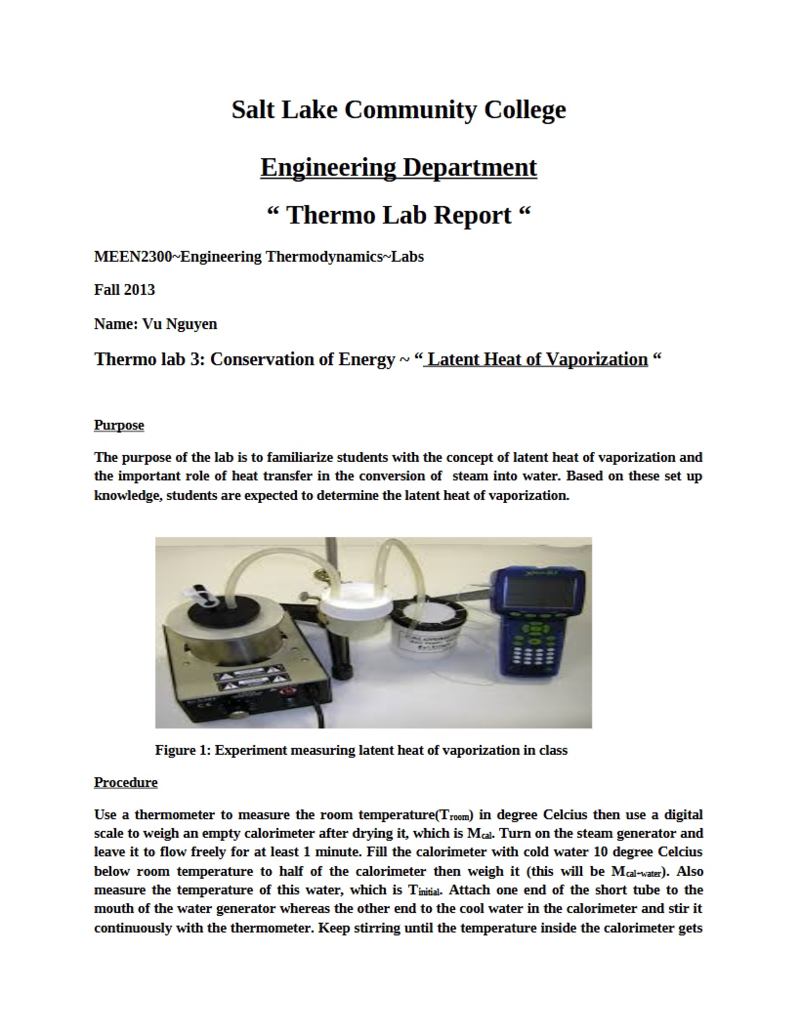 Thermodynamics Lab Report