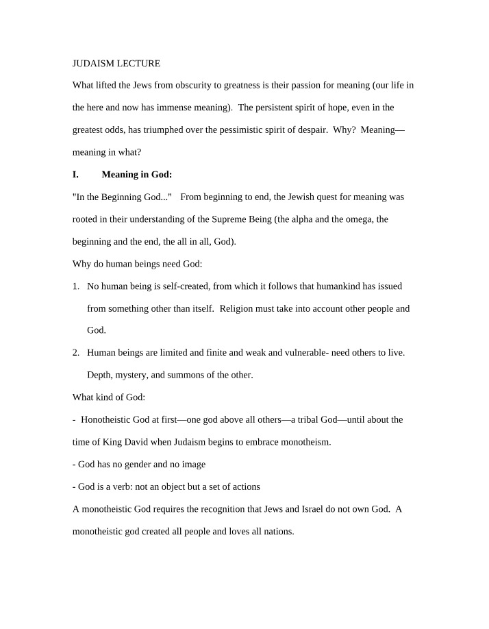 Lecture on Judaism