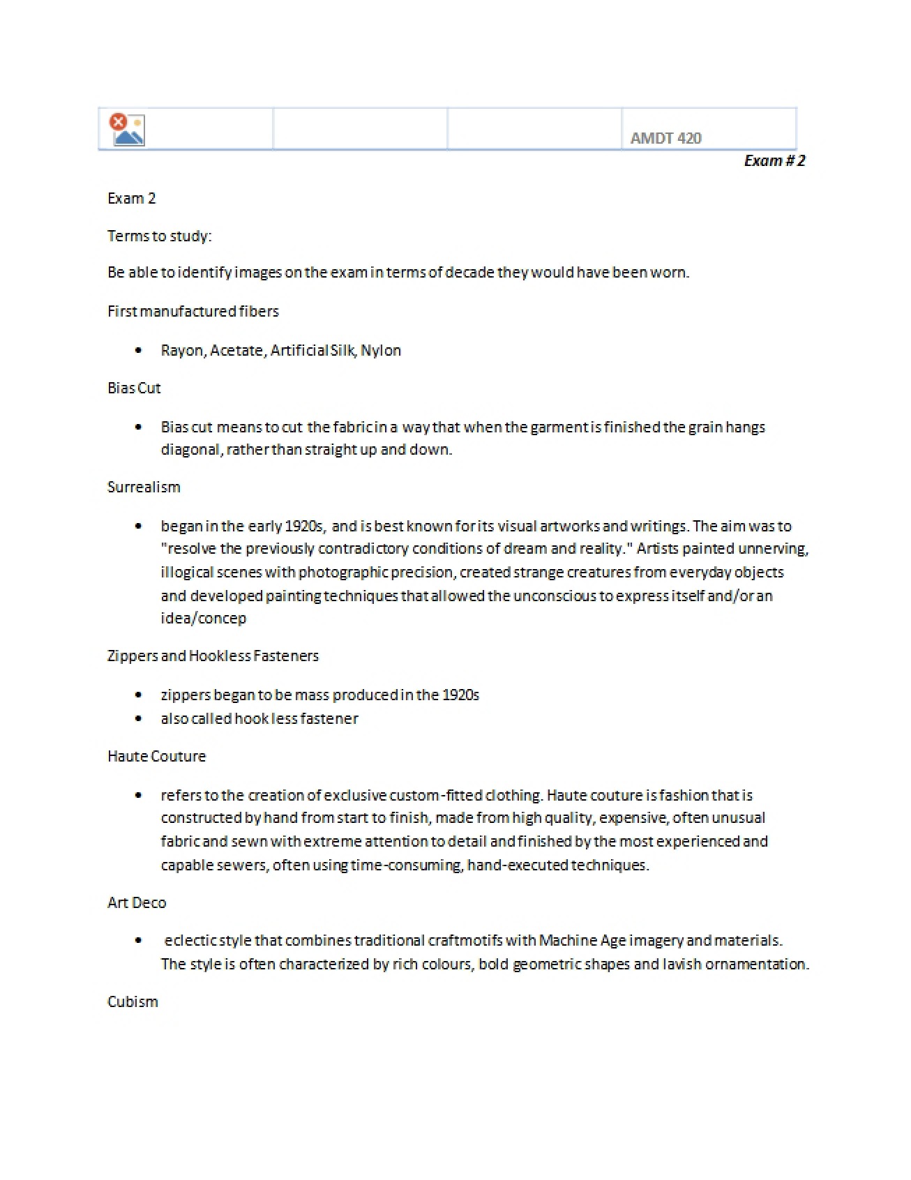 Study Guide for Second Exam