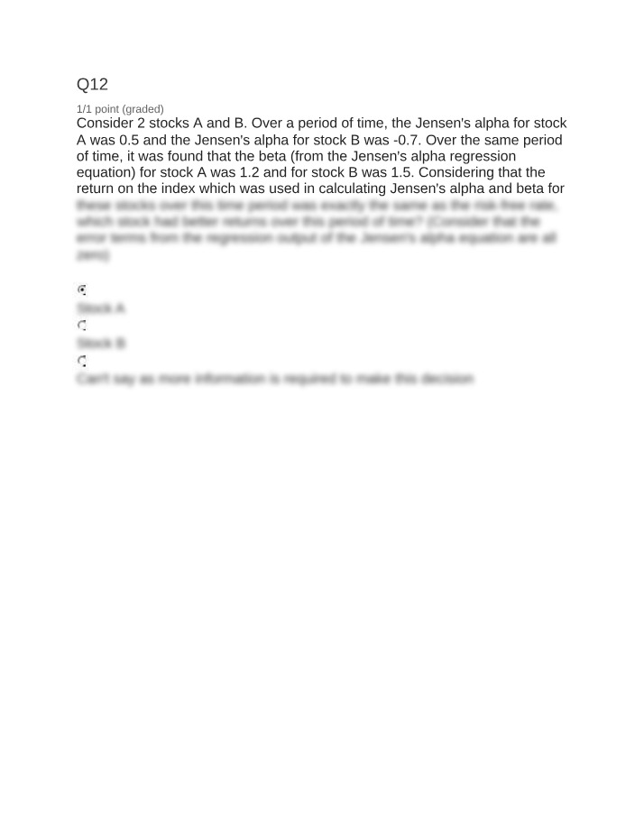 Comparing Returns of Stock A and Stock B