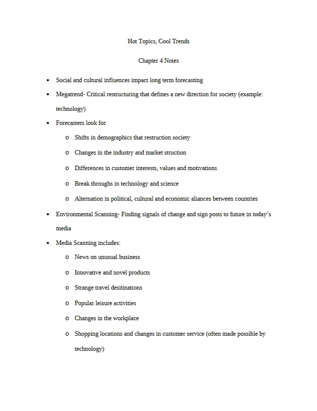 Notes on Hot Trends Chapter 4