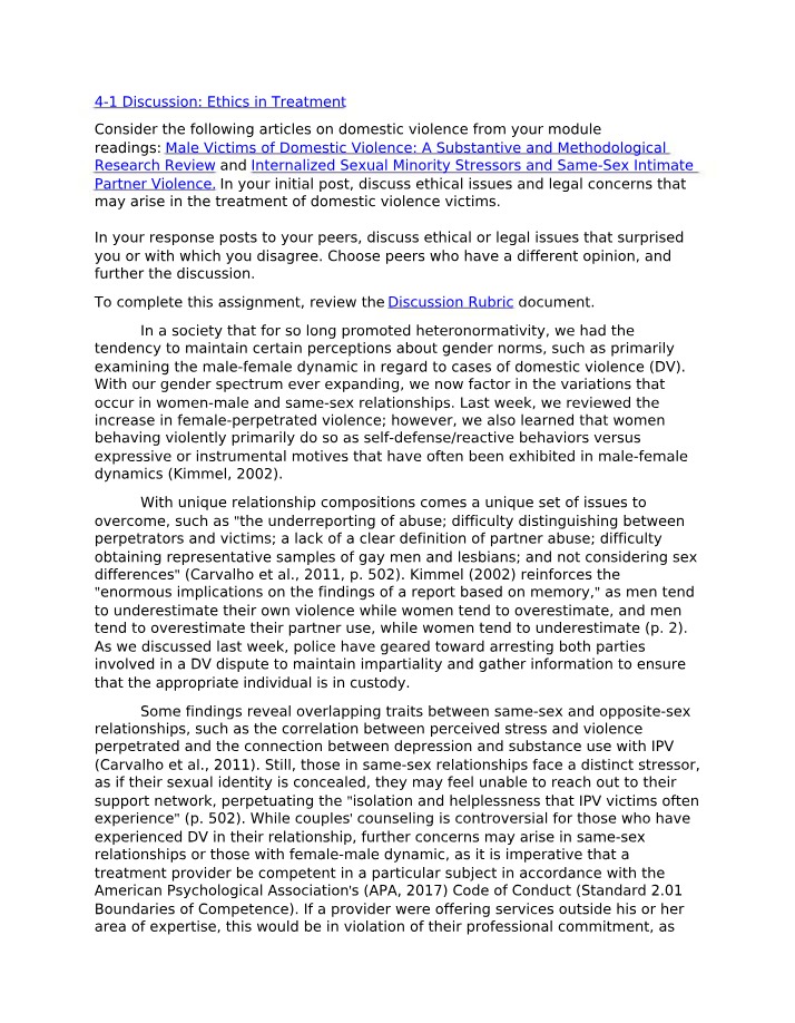 Legal and Ethical Issues in Domestic Violence Treatment