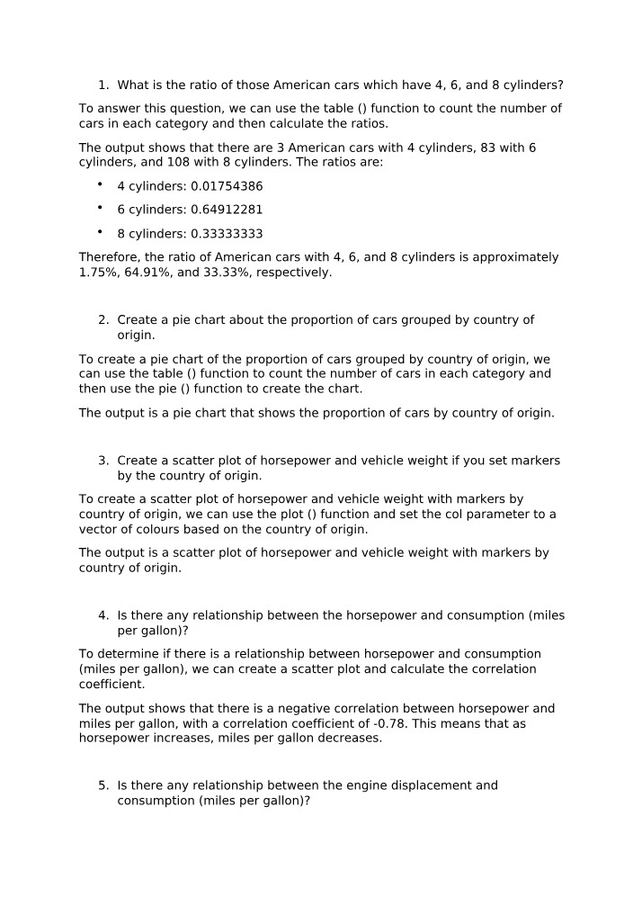 Cylinder Ratio and Correlation Study - American Cars
