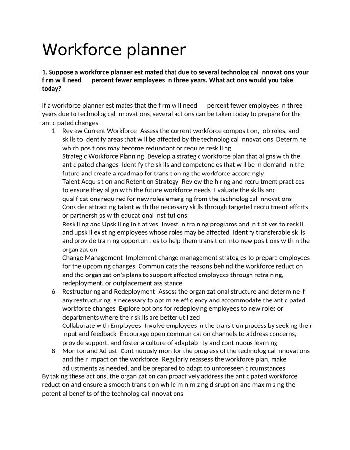 Workforce Planning Tool