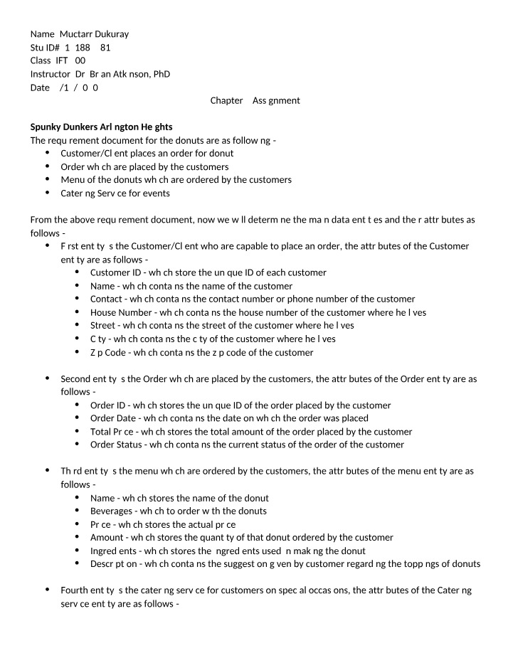 Assignment for Chapter 3